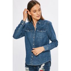 Tommy Jeans - Koszula Western. Szare koszule damskie Tommy Jeans, z bawełny, klasyczne, z klasycznym kołnierzykiem, z długim rękawem. W wyprzedaży za 219.90 zł.