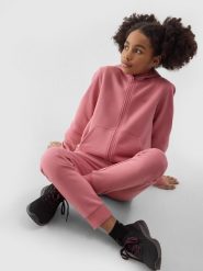 4F Spodnie dresowe joggery dziewczęce - różowe 122 (6-7 lat). Czerwone spodnie sportowe dla dziewczynek 4f, bez wzorów, z bawełny. W wyprzedaży za 49.99 zł.