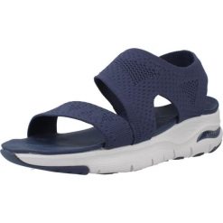 Sandały SKECHERS ARCH FIT Niebieski. Niebieskie sandały damskie Skechers, bez wzorów, z tkaniny, bez obcasa, bez zapięcia. Za 266.99 zł.