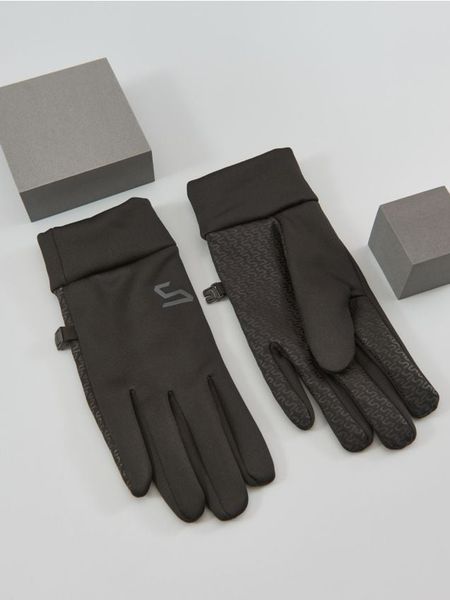 Rękawiczki - czarny. Czarne rękawiczki męskie Sinsay, bez wzorów, z materiału. Za 25.99 zł.