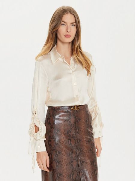 TWINSET Koszula 242TP2477 Beżowy Regular Fit. Brązowe bluzki damskie Twinset, bez wzorów, z satyny, bez kołnierzyka, bez ramiączek. Za 649.00 zł.