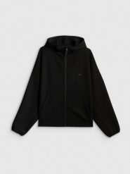 4F Bluza dresowa regular z kapturem damska - czarna XS. Czarne bluzy damskie 4f, xs, bez wzorów, z dresówki, z kapturem. Za 199.99 zł.