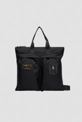 AERONAUTICA MILITARE Czarna męska torba sportowa. Czarne torby sportowe męskie Aeronautica Militare, z aplikacjami. W wyprzedaży za 462.99 zł.