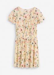 Sukienka mini z lejącej wiskozy. Brązowe sukienki dla dziewczynek bonprix, bez wzorów, z wiskozy, bez ramiączek. Za 124.99 zł.