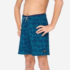 Szorty długie pływackie dla dzieci Nabaiji 100 Atao. Niebieskie szorty dla chłopców NABAIJI, bez wzorów, z elastanu, sportowe. Za 59.99 zł.