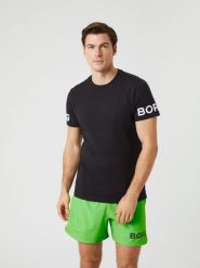 BORG COTTON T-SHIRT męski – BLACK BEAUTY. Czarne t-shirty męskie Björn Borg, l, bez wzorów, klasyczne, bez kołnierzyka. Za 187.00 zł.