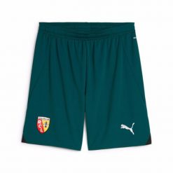 Szorty meczowe RC Lens 2024/25. Białe krótkie spodenki sportowe męskie Puma, l, bez wzorów, ze lnu, na fitness i siłownię. Za 172.55 zł.
