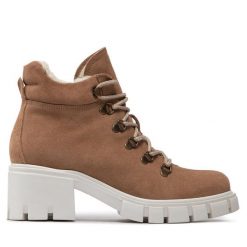 Trzewiki Filipe. Brązowe botki damskie Filipe, bez obcasa, na słupku, bez zapięcia. Za 419.99 zł.