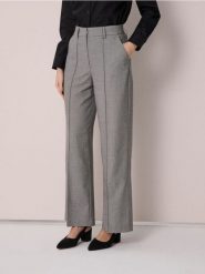 Spodnie wide leg z przeszyciami z domieszką wiskozy - szary. Szare spodnie materiałowe damskie Sinsay, l, bez wzorów, z wiskozy. Za 49.99 zł.