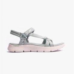 Sandały damskie SKECHERS Go Walk Flex Sandal Sublime. Niebieskie sandały damskie Skechers, bez wzorów, bez obcasa, bez zapięcia. Za 209.99 zł.