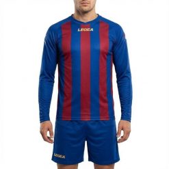 Męska Kurtka Treningowa do Biegania KIT RIAD ML Niebiesko-Czerwona. Czerwone kurtki męskie Legea, m, bez wzorów, z bawełny, sportowe, z kapturem. Za 80.00 zł.