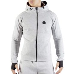 Bluza treningowa męska Morotai NeoTech Full Zip Hoodie. Szare bluzy męskie MOROTAI, m, bez wzorów, z bawełny, bez kaptura, na fitness i siłownię. Za 192.00 zł.