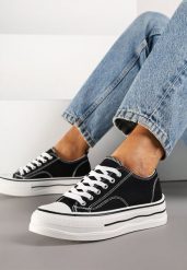 Czarne Casualowe Trampki na Niskiej Platformie Natirinne. Czarne trampki i tenisówki damskie Renee, bez wzorów, z jeansu, eleganckie, bez zapięcia. Za 69.99 zł.