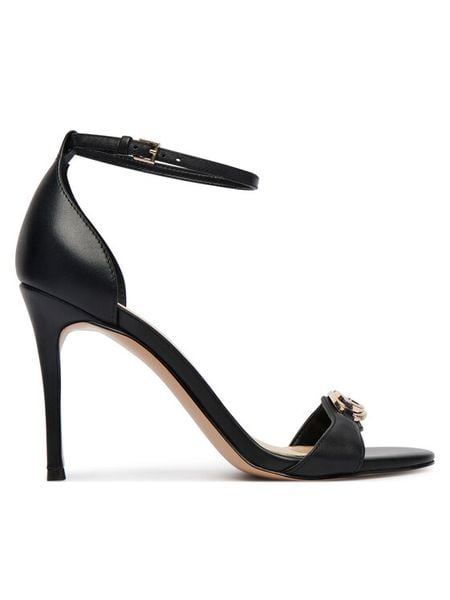 Guess Sandały FLJKAB LEA03 Czarny. Czarne sandały damskie Guess, z aplikacjami, ze skóry, bez obcasa, na szpilce, bez zapięcia. Za 435.99 zł.