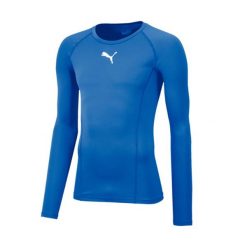 Koszulka do piłki nożnej męska Puma Liga Baselayer Tee LS. Niebieskie koszulki sportowe męskie Puma, l, bez wzorów, bez kołnierzyka, bez ramiączek, do piłki nożnej. Za 218.00 zł.