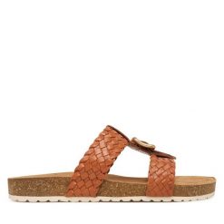 Klapki Tamaris. Brązowe klapki damskie Tamaris, bez wzorów, bez obcasa. Za 299.99 zł.