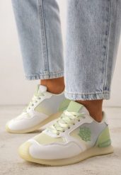 Żółte Casualowe Sneakersy z Ozdobnymi Przeszyciami Chlylee. Żółte obuwie sportowe damskie Born2be, bez wzorów, z jeansu, na fitness i siłownię. Za 99.99 zł.