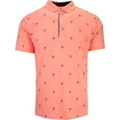 Koszulka POLO Męska, Pomarańczowa w Palmy, z Kołnierzykiem, Wakacyjna, Krótki Rękaw -QUICKSIDE. Brązowe koszulki polo męskie Quickside, m, bez wzorów, z bawełny, wakacyjne, bez ramiączek. Za 119.00 zł.