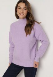Fioletowy Sweter Golf z Ozdobnym Tłoczeniem Zakończony Ściągaczem Melodiea. Fioletowe swetry damskie Born2be, na zimę, bez wzorów, bez kołnierzyka, bez ramiączek, bez kaptura. Za 89.99 zł.