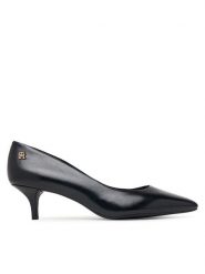 Tommy Hilfiger Czółenka Kitten Heel Court Leather Shoe FW0FW09526 Czarny. Czarne czółenka damskie Tommy Hilfiger, bez wzorów, ze skóry, bez obcasa, bez zapięcia. Za 529.99 zł.