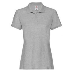 Damska Koszulka Polo Premium Plain. Szare koszulki sportowe damskie Fruit of the Loom, xs, bez wzorów, bez kołnierzyka, bez ramiączek. Za 55.99 zł.