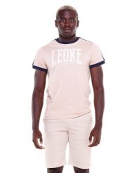 Męski t-shirt z dużym logo w odcieniach ziemi. Brązowe t-shirty męskie LEONE 1947 APPAREL, l, bez wzorów, z bawełny, sportowe, bez kołnierzyka. Za 84.16 zł.