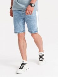 Krótkie spodenki męskie jeansowe - jasny jeans V1. Szorty męskie Ombre Clothing, m, bez wzorów, z bawełny. W wyprzedaży za 69.99 zł.