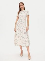 Tommy Hilfiger Sukienka codzienna Modern F&F Midi Dress WW0WW44547 Biały Regular Fit. Białe sukienki damskie Tommy Hilfiger, na co dzień, xs, bez wzorów, z bawełny, bez kołnierzyka, bez ramiączek, midi, proste. Za 339.99 zł.