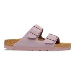 BIRKENSTOCK Arizona BFBC Faded Purple Klapki damskie. Fioletowe klapki damskie Birkenstock, bez wzorów, z materiału, klasyczne, bez obcasa. Za 429.99 zł.