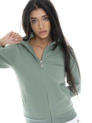 Bluza z bawełna z zamek błyskawiczny na co dzień. Białe bluzy damskie LEONE 1947 APPAREL, s, bez wzorów, z bawełny, bez kaptura, na fitness i siłownię. Za 467.31 zł.