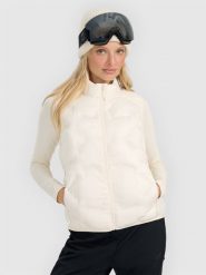 4F Bezrękawnik puchowy z wypełnieniem Primaloft Thermoplume damski - biały XS. Białe kurtki damskie 4f, xs, bez wzorów, z materiału, bez kaptura. Za 499.99 zł.