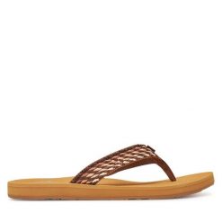 Japonki Roxy. Brązowe klapki damskie Roxy, bez wzorów, sportowe, bez obcasa. Za 89.99 zł.