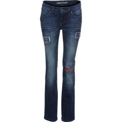 Dżinsy z łatami STRAIGHT bonprix ciemny denim. Jeansy damskie marki DOMYOS. Za 139.99 zł.