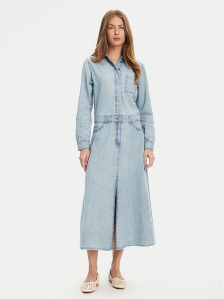 United Colors Of Benetton Sukienka jeansowa 4RZKDV0B5 Niebieski Regular Fit. Niebieskie sukienki damskie United Colors Of Benetton, xl, bez wzorów, z bawełny, bez kołnierzyka, bez ramiączek. Za 209.99 zł.