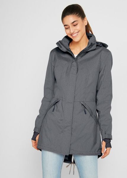 Nieprzemakalna parka. Niebieskie kurtki damskie bonprix, s, bez wzorów, bez kaptura. Za 329.99 zł.