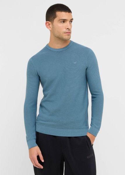 Męski Sweter Mustang Style Elliot Bluestone 1016844 5180. Swetry przez głowę męskie Mustang, m, bez wzorów, bez kołnierzyka. Za 99.99 zł.