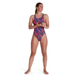 Strój kąpielowy Speedo Recordbreaker – Ultrafioletowy/Czerwony – Rozmiar 30. Czerwone kostiumy jednoczęściowe damskie Speedo, bez wzorów, z materiału, klasyczne, na fitness i siłownię. Za 177.34 zł.