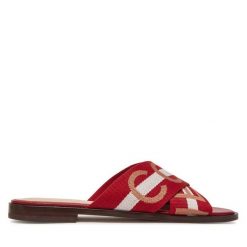 Klapki Coccinelle. Czerwone klapki damskie Coccinelle, bez wzorów, bez obcasa. Za 459.99 zł.