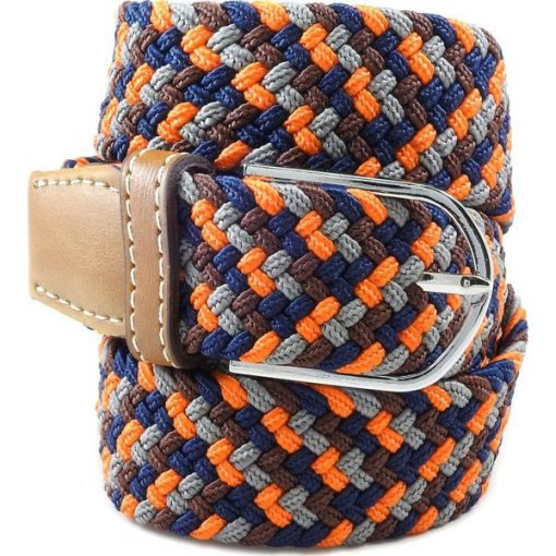 Pasek Elastyczny, Granatowo-Pomarańczowy Pleciony, do Spodni, Casualowy, Parciany -ALTIES. Brązowe paski damskie Alties, bez wzorów, z elastanu. Za 59.00 zł.
