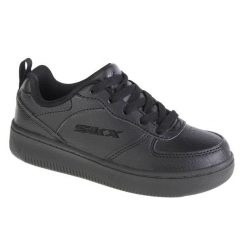 Buty sportowe Sneakersy chłopięce, Sport Court 92. Czarne trampki i tenisówki chłopięce Skechers, bez wzorów, z materiału, sportowe, przed kostkę, bez zapięcia. Za 149.99 zł.