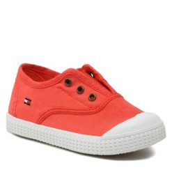 Trampki Tommy Hilfiger. Pomarańczowe półbuty dziewczęce Tommy Hilfiger, bez wzorów, bez zapięcia. Za 229.99 zł.