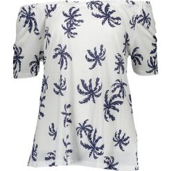 Koszulka w kolorze biało-niebieskim. T-shirty damskie Be Yourself, z kołnierzem typu carmen, z krótkim rękawem. W wyprzedaży za 100.95 zł.