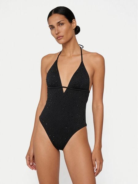 Guess Strój kąpielowy E6GJ36 MC040 Czarny. Czarne kostiumy jednoczęściowe damskie Guess, m, z aplikacjami, z syntetyku. Za 423.99 zł.
