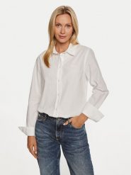 Guess Jeans Koszula W4YH68 WGCF1 Biały Regular Fit. Białe bluzki damskie Guess Jeans, xs, z aplikacjami, z bawełny, bez kołnierzyka, bez ramiączek. Za 179.99 zł.