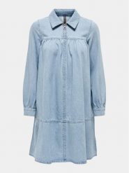 ONLY Sukienka jeansowa Madden 15248963 Niebieski Loose Fit. Niebieskie sukienki damskie Only, s, bez wzorów, z bawełny, bez kołnierzyka, bez ramiączek. Za 109.99 zł.