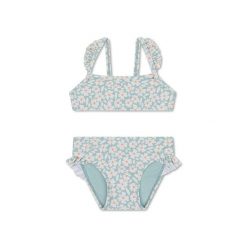 Top bikini damski 5148 - kwiatowy, poliester z recyklingu 82% - UPF 50+. Brązowe bikini damskie SWIM ESSENTIALS, na lato, bez wzorów, moda ciążowa. Za 200.99 zł.