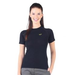 Damska koszulka z krótkim rękawem 100% Wełna Merino 195gr Bise Woolona. Czarne koszulki sportowe damskie WOOLONA, xl, bez wzorów, z wełny, bez kołnierzyka, bez ramiączek. Za 290.00 zł.