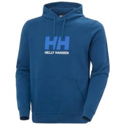 Bluza z logo Helly Hansen. Niebieskie bluzy męskie Helly Hansen, m, bez wzorów, z bawełny, z kapturem. Za 330.00 zł.