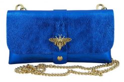 Listonoszka metalizowana BARBERINI'S chabrowa 958/1-30. Niebieskie torebki shopper damskie Barberinis, bez wzorów, ze skóry, eleganckie, bez dodatków. Za 119.99 zł.