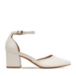 Czółenka JENNY. Białe czółenka damskie Jenny, bez wzorów, bez obcasa, bez zapięcia. Za 129.99 zł.